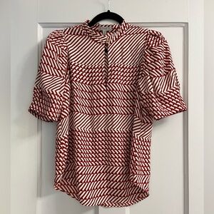Joie puff sleeve blouse.  Short sleeve.  Size M. Cream and Rust